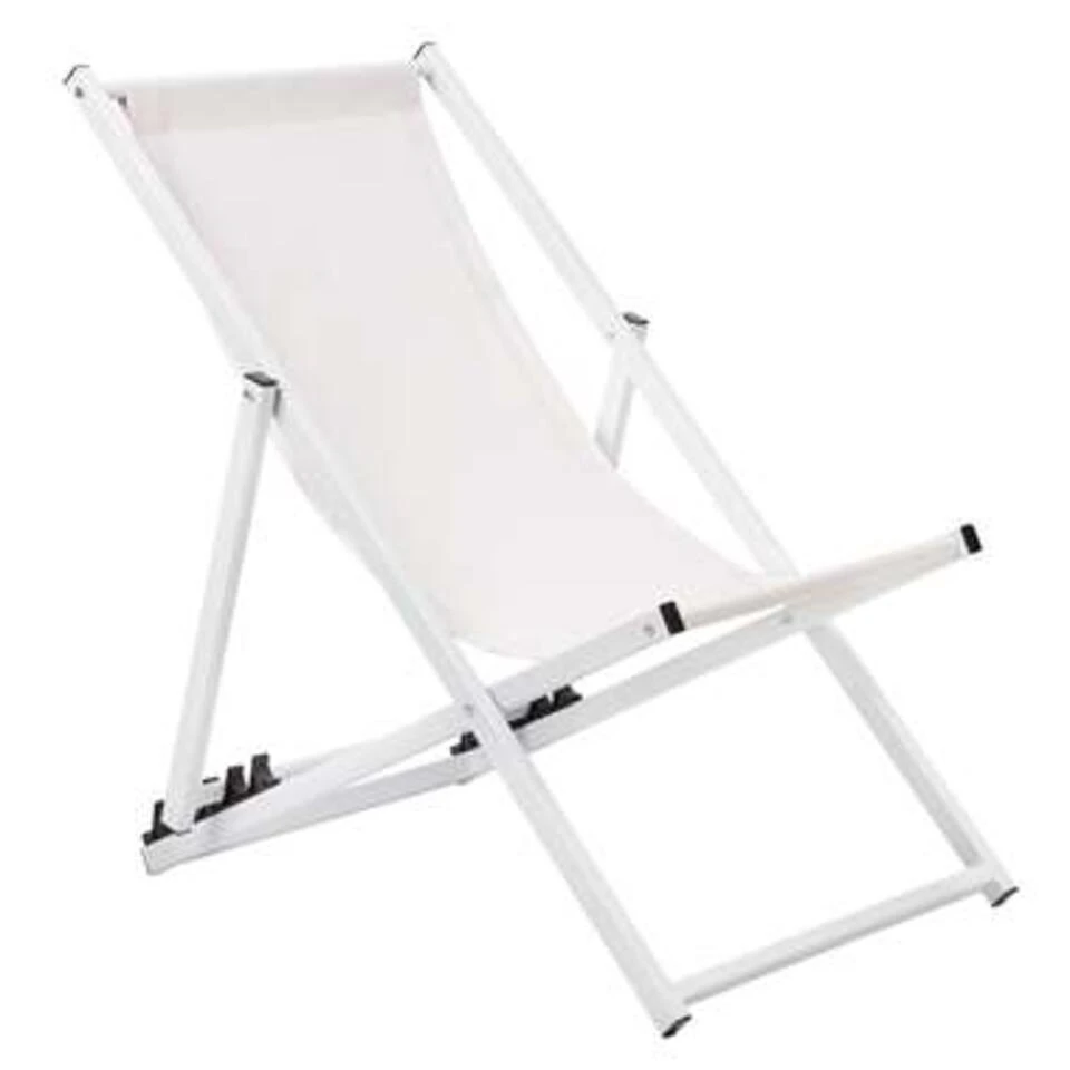 Beliani Tuinligstoel LOCRI - Wit Polyester, Aluminium Beliani Tuinligstoel LOCRI - Wit Polyester, Aluminium -Tuinmeubelwinkel 1000000621