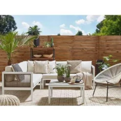 Beliani Loungeset BORELLO - Wit Aluminium -Tuinmeubelwinkel 1000000666 0102