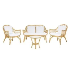 Beliani SIBARI Loungeset - Beige Rotan - 4-delig
