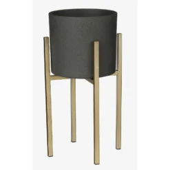 Mica Decorations Bloempot - Donkergrijs - Mat - Keramiek - 19 X 17 Cm -Tuinmeubelwinkel 1000003705 0104