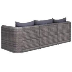 VidaXL 3-delige Loungeset Met Kussens Poly Rattan Grijs -Tuinmeubelwinkel 1000005376 0102