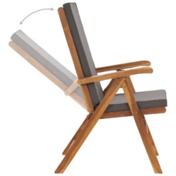 VIDAXL Tuinstoelen 2 St Verstelbaar Met Kussens Massief Teakhout Grijs -Tuinmeubelwinkel 1000006224 0103