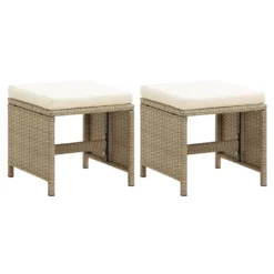 VidaXL Tuinkrukken 2 St Met Kussens Poly Rattan Beige