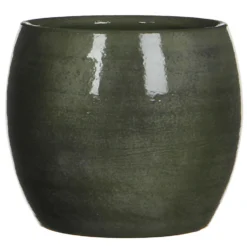 Mica Decorations Bloempot - Glanzend Groen - Keramiek - 16 X 14 Cm