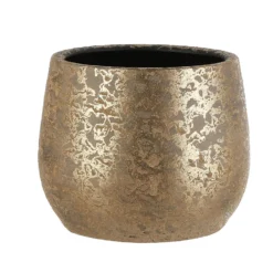 Mica Decorations Bloempot - Goudkleurig - Keramiek - 25 X 20 Cm