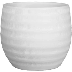Floran Bloempot - Wit - Mat - Relief - Keramiek - 26 X 27 Cm