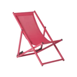 Beliani Tuinligstoel LOCRI - Rood Polyester, Aluminium