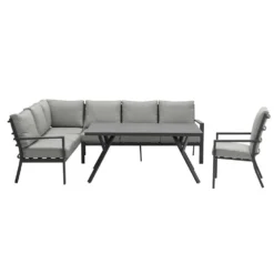 Garden Impressions Senja Lounge Dining Set L + Stoel - D. Grijs