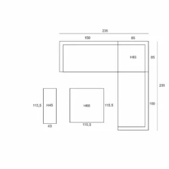 Garden Impressions Nika Hoek Loungebank - Donker Grijs -teak Look -Tuinmeubelwinkel 1000042593 0103
