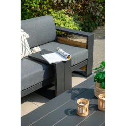Garden Impressions Nika Hoek Loungebank - Donker Grijs -teak Look -Tuinmeubelwinkel 1000042593 0104