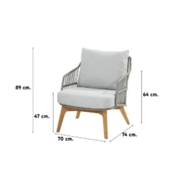 4 Seasons Sempre Loungestoel + Voetenbank - Teak/Silver Grey -Tuinmeubelwinkel 1000052975 0102