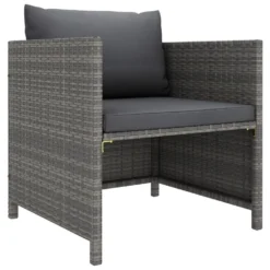 VidaXL 4-delige Loungeset Met Kussens Poly Rattan Grijs -Tuinmeubelwinkel 1000056399 0105
