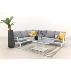 Rockford Aluminium Loungeset Wit 5-delig - Verstelbare Tafel -Tuinmeubelwinkel 1000073154 0102
