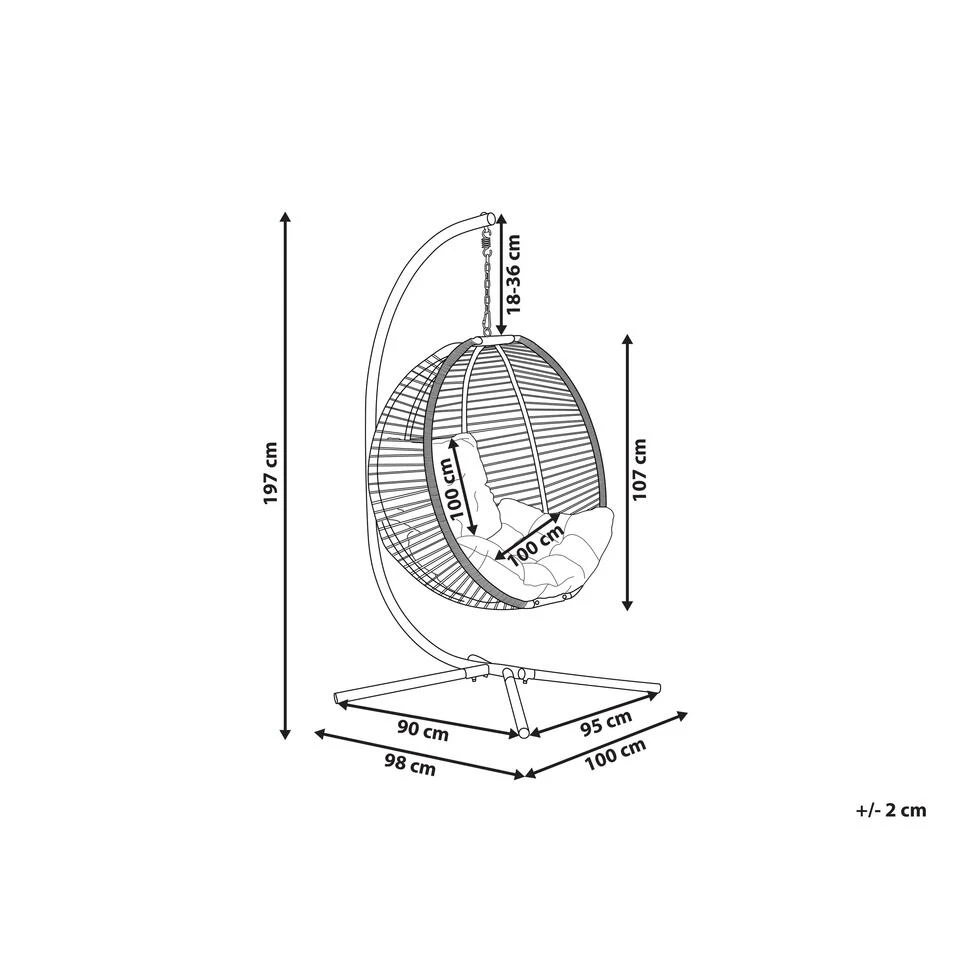 Beliani Hangstoel ARCO - Beige Polyester Beliani Hangstoel ARCO - Beige Polyester -Tuinmeubelwinkel 1000084499 0102
