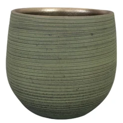 Steege Plantenpot - Keramiek - Donkergroen Stripes Relief - D26-H25cm
