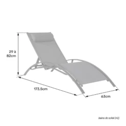 Happy Garden Zonnebedden GALAPAGOS - Grijs - Aluminium -Tuinmeubelwinkel 1000094857 0104