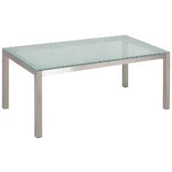 Beliani Eettafel GROSSETO - Transparant Veiligheidsglas, Rvs