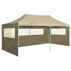 VidaXL Partytent Met 4 Zijwanden Inklapbaar 3x6 M Staal Crème
