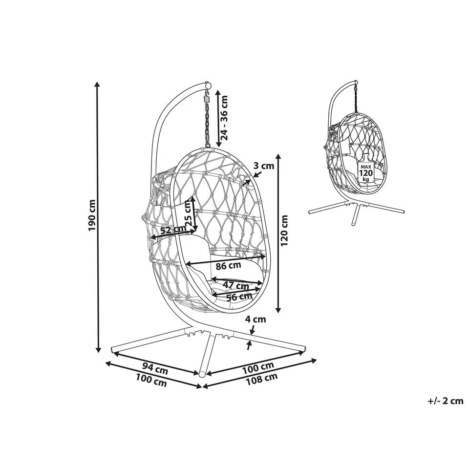 Beliani Hangstoel ADRIA - Beige Polyester Beliani Hangstoel ADRIA - Beige Polyester -Tuinmeubelwinkel 2b1402e1a1ae4b0ba4cde018ebb13830