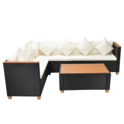 VidaXL 4-delige Loungeset Met Kussens Poly Rattan Zwart -Tuinmeubelwinkel 3492995187e34fffa5b4678b784ecc2b