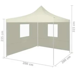VidaXL Partytent Met 2 Zijwanden Inklapbaar 2x2 M Staal Crème -Tuinmeubelwinkel 3ddab33e9afe4217a3551fe2f4c35921