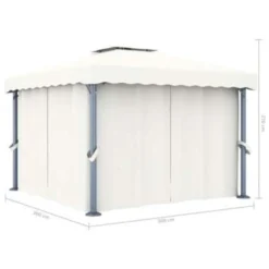 VidaXL Prieel Met Gordijn 3x3 M Aluminium Crèmewit -Tuinmeubelwinkel 6adb0f3522254770b112f4787f96e994