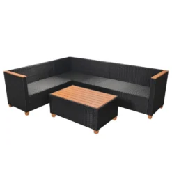 VidaXL 4-delige Loungeset Met Kussens Poly Rattan Zwart -Tuinmeubelwinkel 7e048ba4c82846778562c9703c4a62df