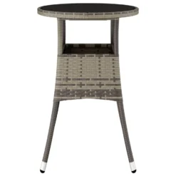 VidaXL Tuintafel Ø60x75 Cm Gehard Glas En Poly Rattan Grijs -Tuinmeubelwinkel 7fab57e03e9546b2985c4bb59e1aff8f