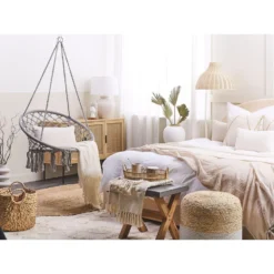 Beliani Hangstoel GABELLA - Grijs Katoen -Tuinmeubelwinkel f6a01ceab96941e8a81d4aae27f573e8